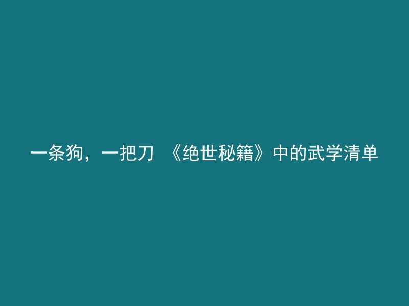 一条狗，一把刀 《绝世秘籍》中的武学清单