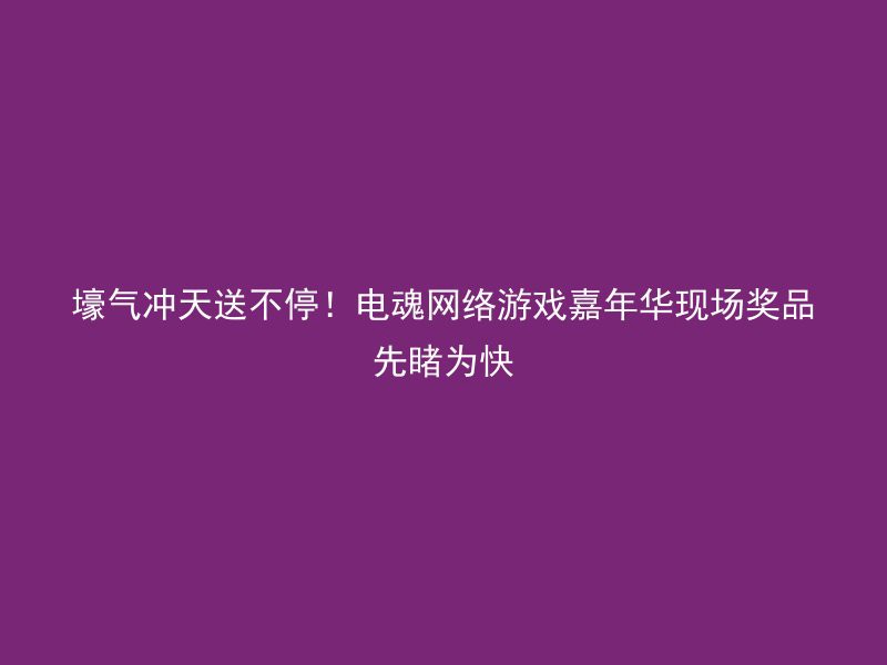 壕气冲天送不停！电魂网络游戏嘉年华现场奖品先睹为快