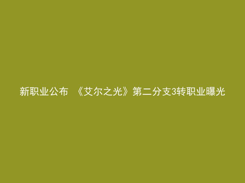 新职业公布 《艾尔之光》第二分支3转职业曝光