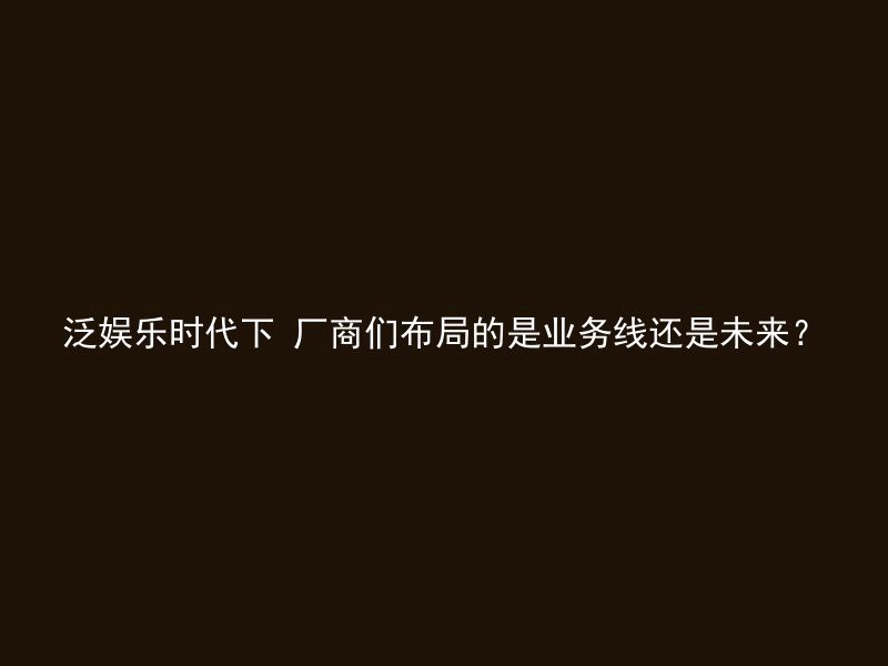 泛娱乐时代下 厂商们布局的是业务线还是未来？