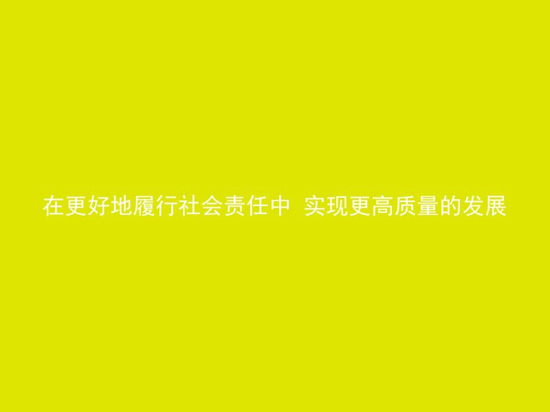 在更好地履行社会责任中 实现更高质量的发展