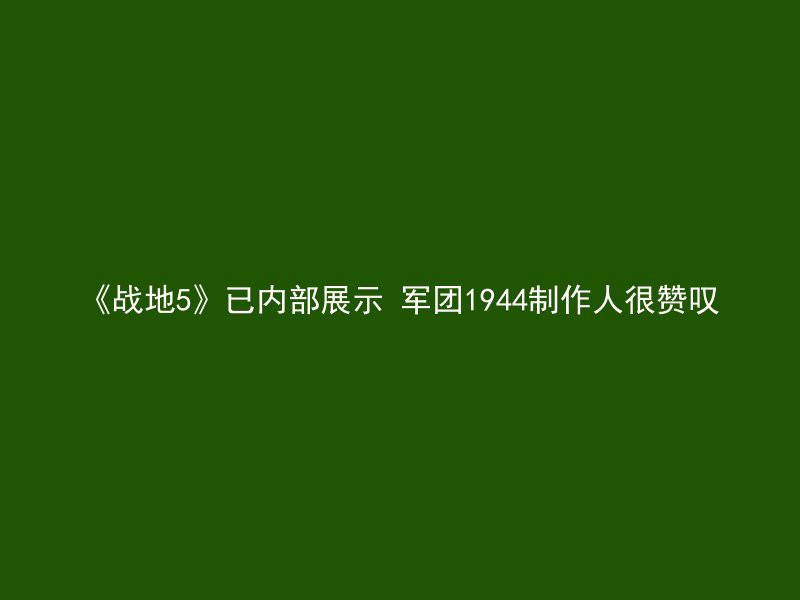 《战地5》已内部展示 军团1944制作人很赞叹