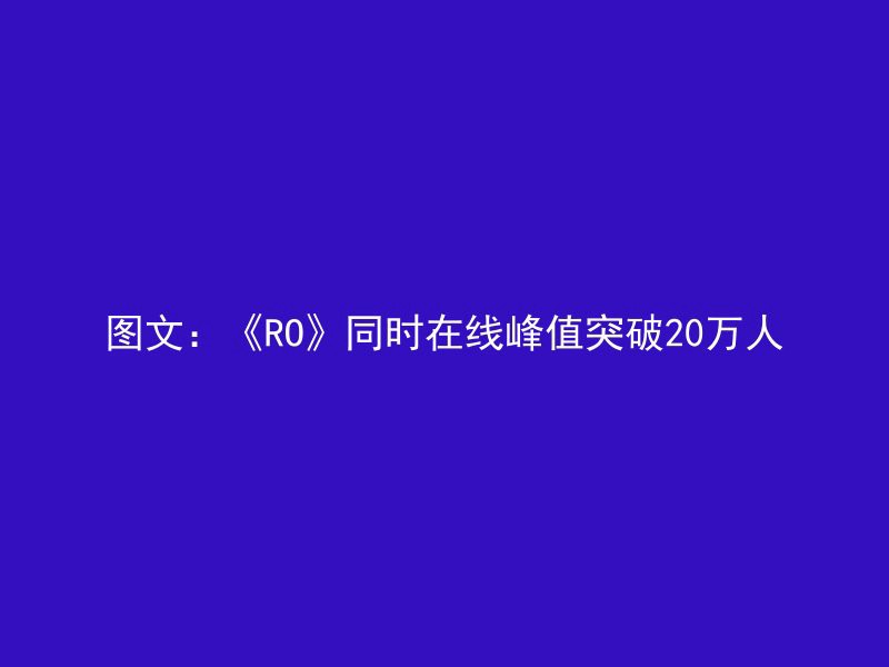 图文：《RO》同时在线峰值突破20万人