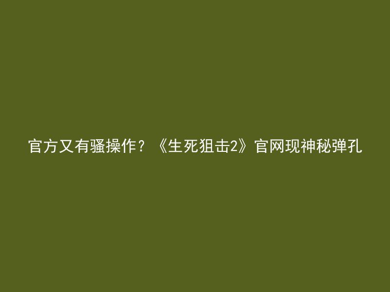 官方又有骚操作？《生死狙击2》官网现神秘弹孔