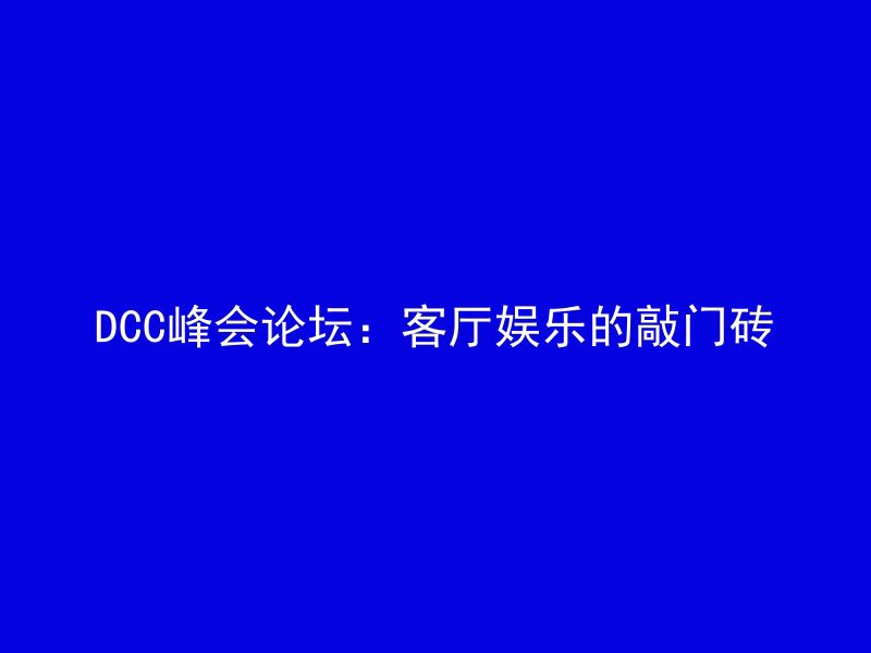 DCC峰会论坛：客厅娱乐的敲门砖