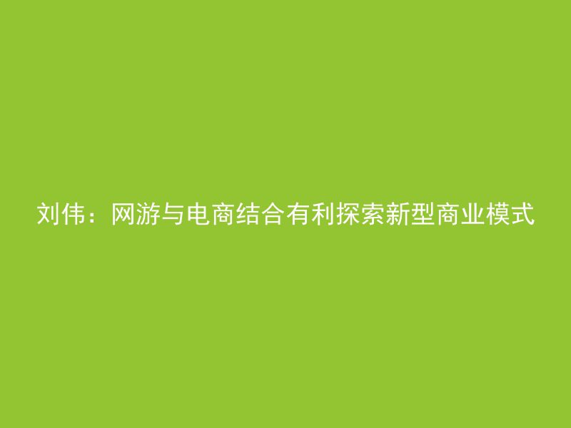 刘伟：网游与电商结合有利探索新型商业模式