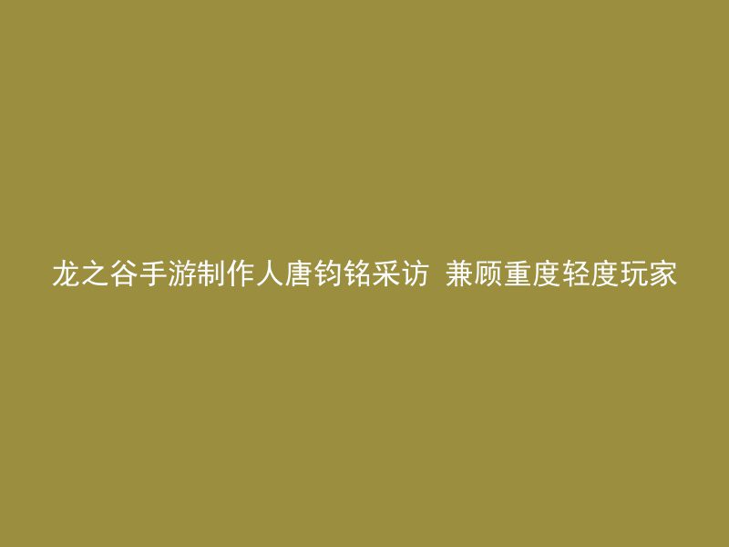 龙之谷手游制作人唐钧铭采访 兼顾重度轻度玩家