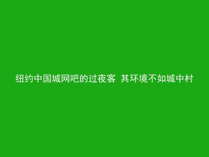 纽约中国城网吧的过夜客 其环境不如城中村