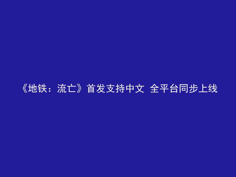 《地铁：流亡》首发支持中文 全平台同步上线