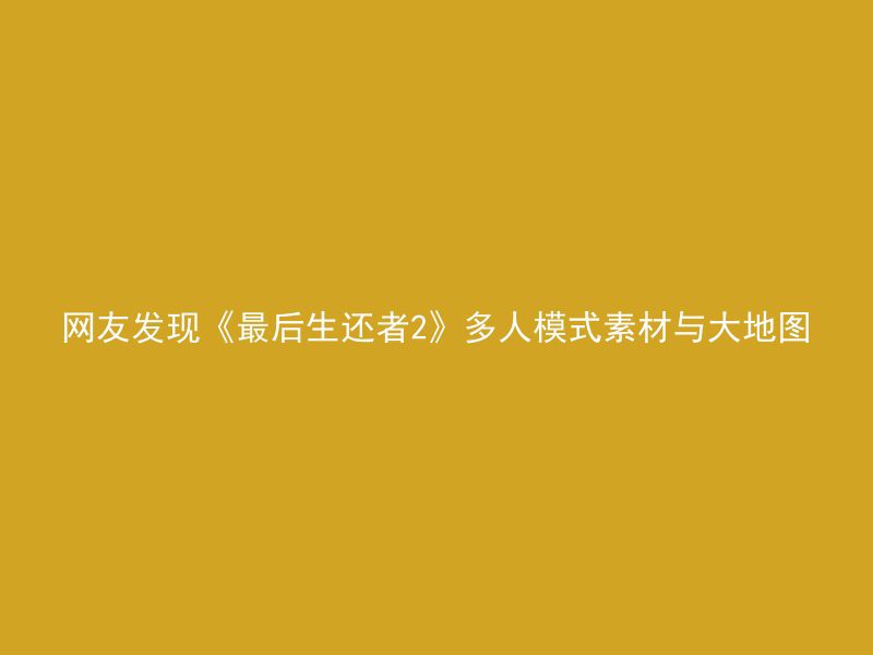 网友发现《最后生还者2》多人模式素材与大地图