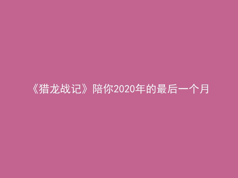 《猎龙战记》陪你2020年的最后一个月