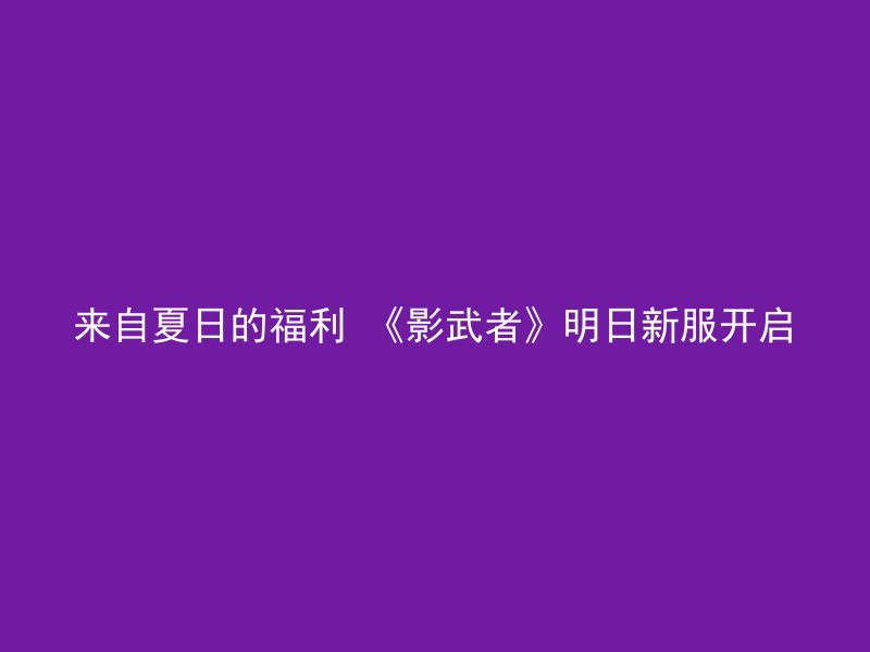 来自夏日的福利 《影武者》明日新服开启