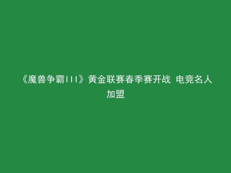 《魔兽争霸III》黄金联赛春季赛开战 电竞名人加盟