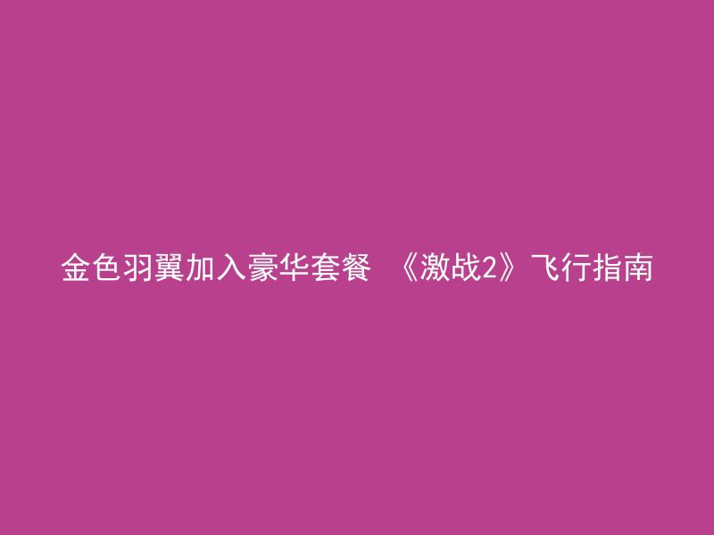 金色羽翼加入豪华套餐 《激战2》飞行指南