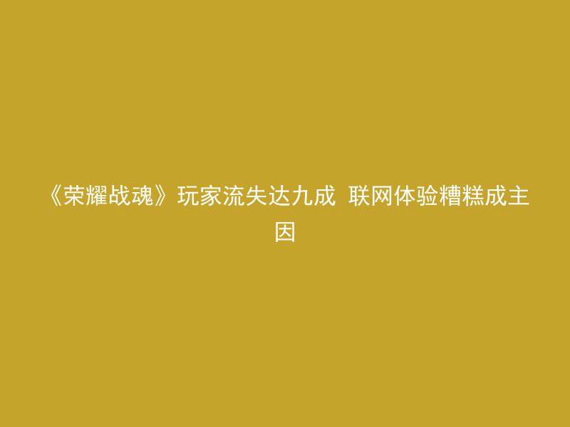 《荣耀战魂》玩家流失达九成 联网体验糟糕成主因