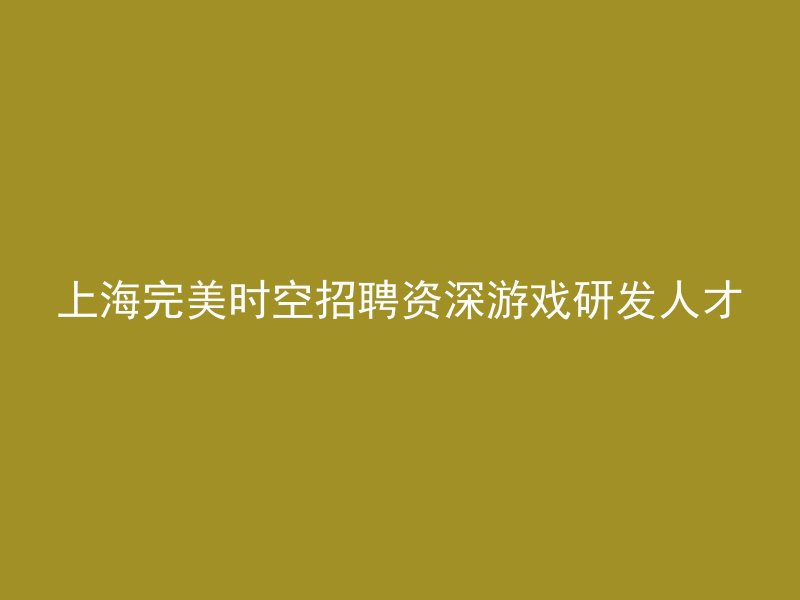 上海完美时空招聘资深游戏研发人才