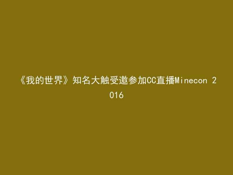 《我的世界》知名大触受邀参加CC直播Minecon 2016