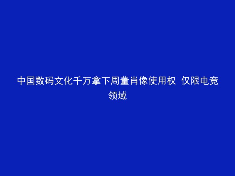 中国数码文化千万拿下周董肖像使用权 仅限电竞领域