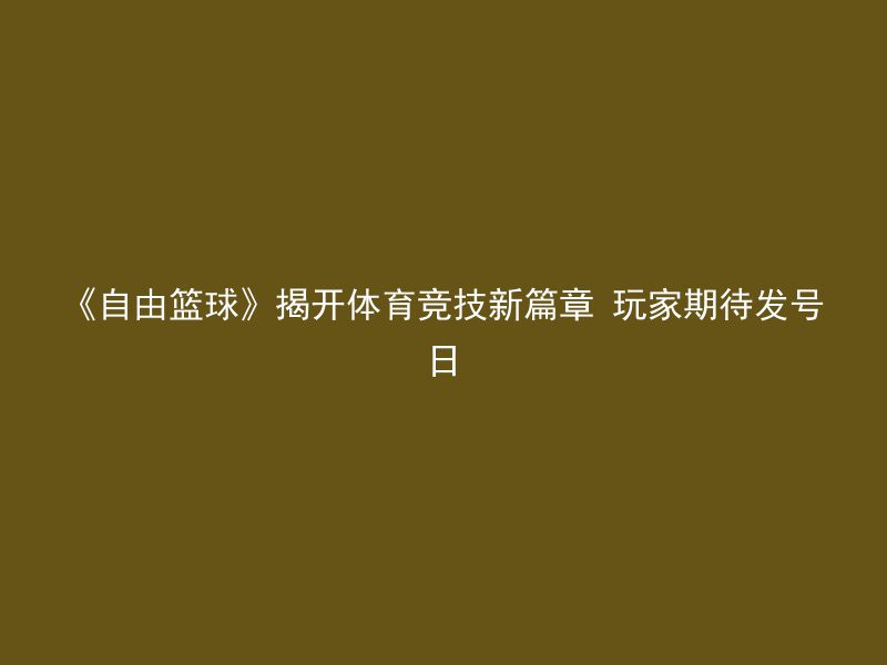 《自由篮球》揭开体育竞技新篇章 玩家期待发号日