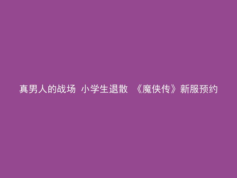 真男人的战场 小学生退散 《魔侠传》新服预约