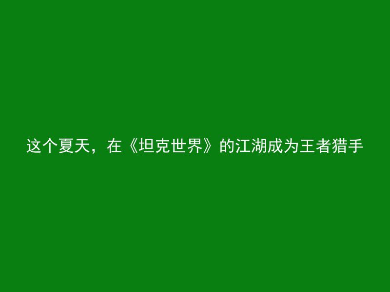 这个夏天，在《坦克世界》的江湖成为王者猎手