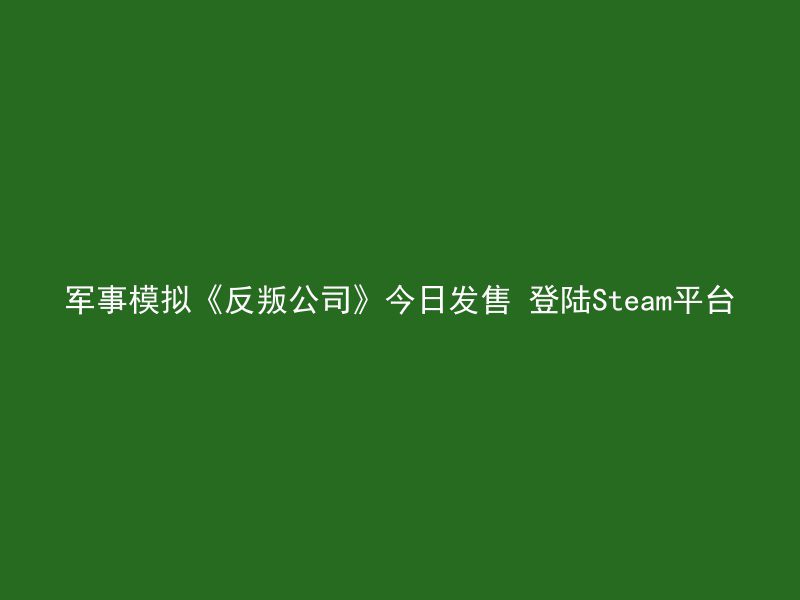 军事模拟《反叛公司》今日发售 登陆Steam平台