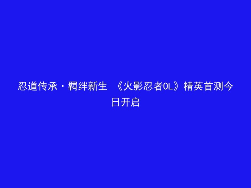 忍道传承·羁绊新生 《火影忍者OL》精英首测今日开启