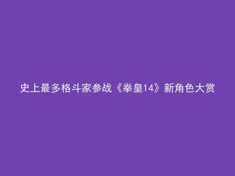 史上最多格斗家参战《拳皇14》新角色大赏