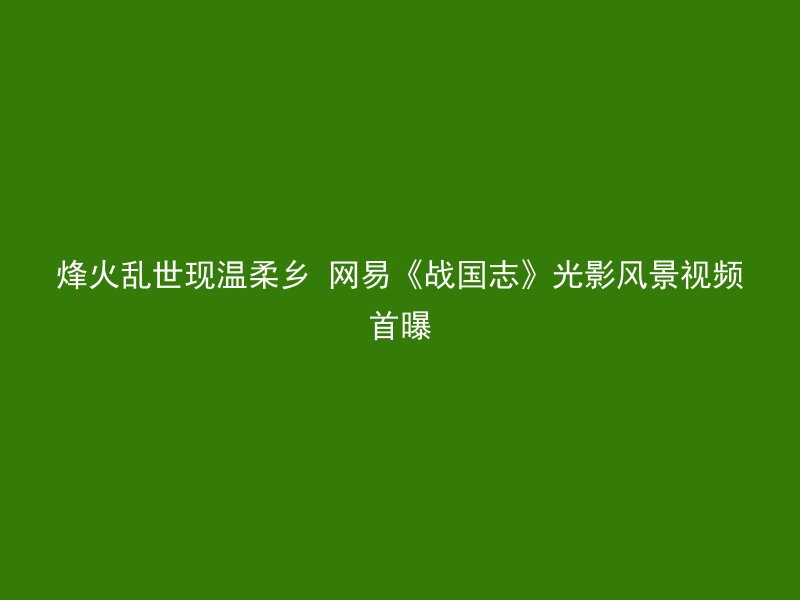 烽火乱世现温柔乡 网易《战国志》光影风景视频首曝