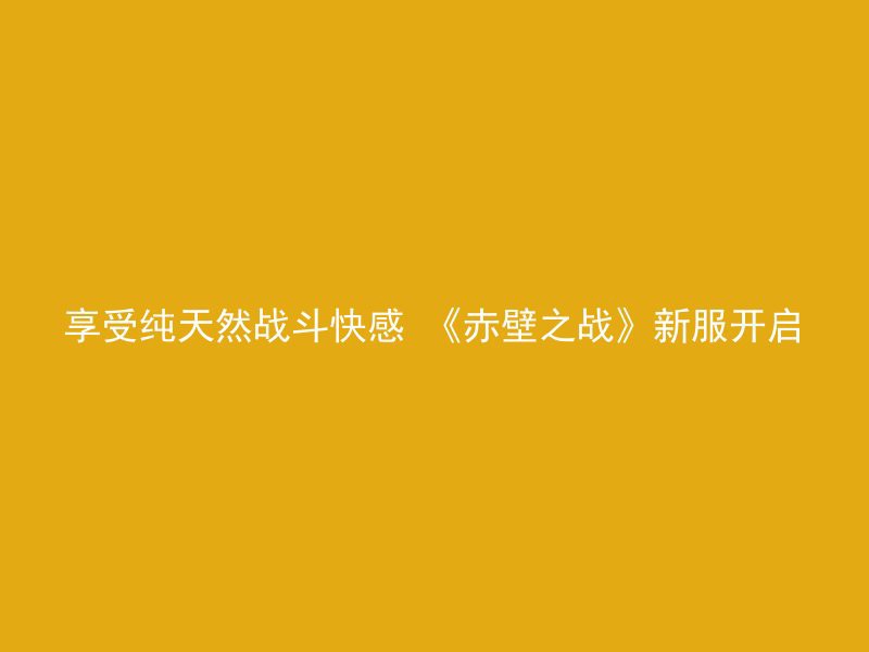 享受纯天然战斗快感 《赤壁之战》新服开启