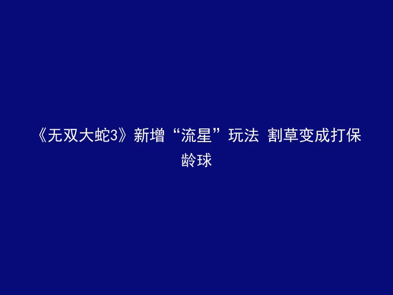 《无双大蛇3》新增“流星”玩法 割草变成打保龄球