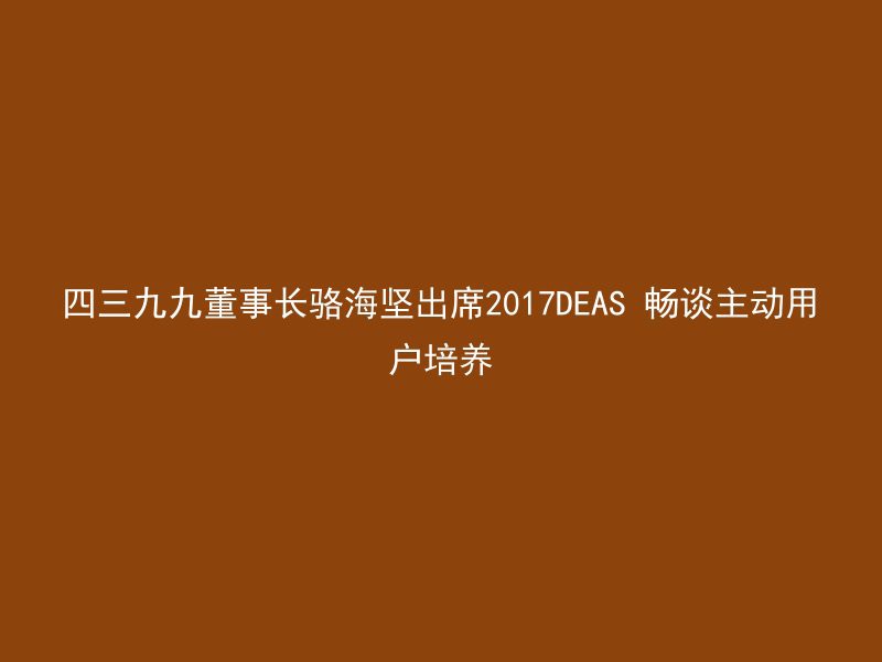 四三九九董事长骆海坚出席2017DEAS 畅谈主动用户培养