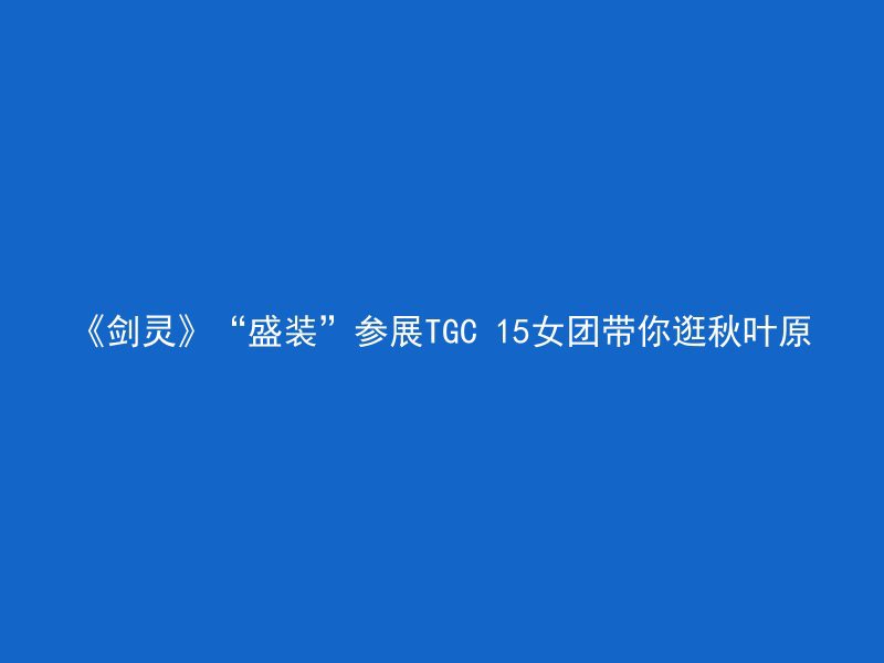 《剑灵》“盛装”参展TGC 15女团带你逛秋叶原