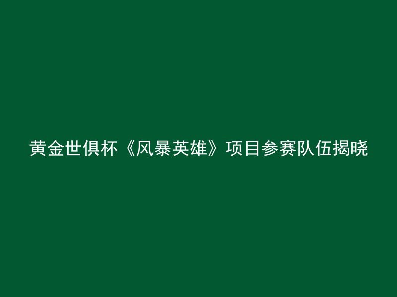 黄金世俱杯《风暴英雄》项目参赛队伍揭晓