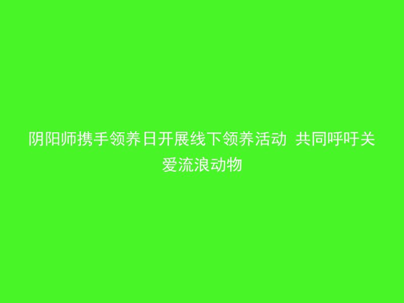 阴阳师携手领养日开展线下领养活动 共同呼吁关爱流浪动物