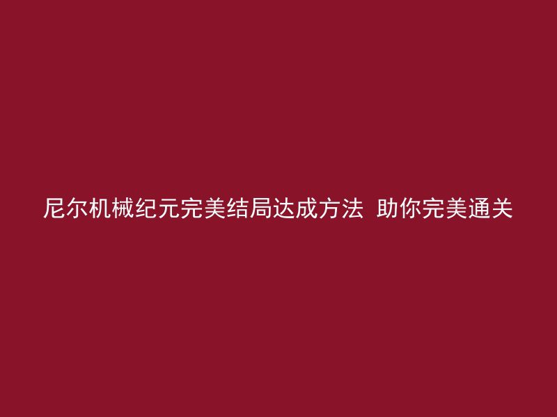 尼尔机械纪元完美结局达成方法 助你完美通关