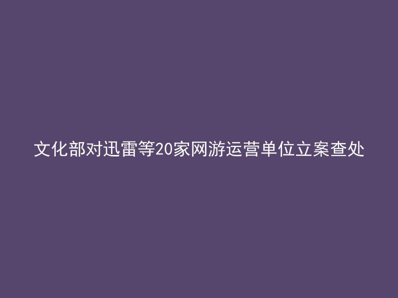 文化部对迅雷等20家网游运营单位立案查处