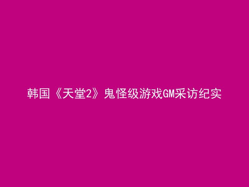 韩国《天堂2》鬼怪级游戏GM采访纪实