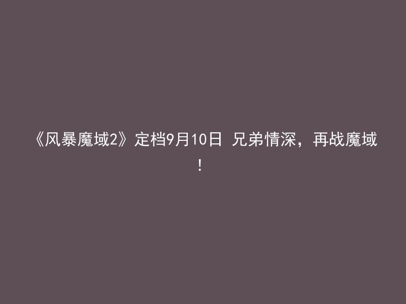 《风暴魔域2》定档9月10日 兄弟情深，再战魔域！