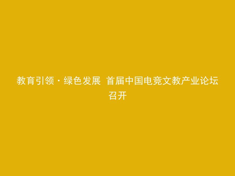 教育引领·绿色发展 首届中国电竞文教产业论坛召开