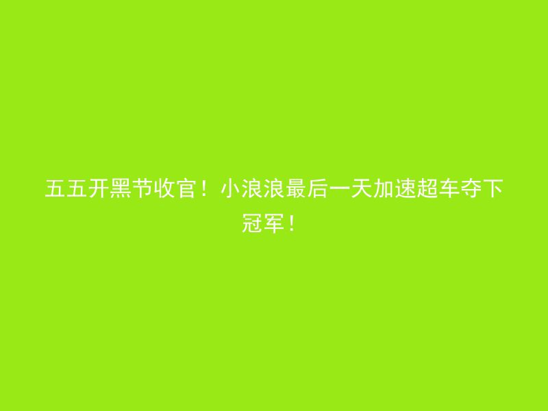 五五开黑节收官！小浪浪最后一天加速超车夺下冠军！