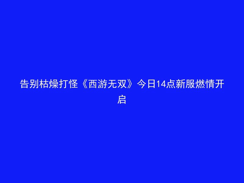 告别枯燥打怪《西游无双》今日14点新服燃情开启