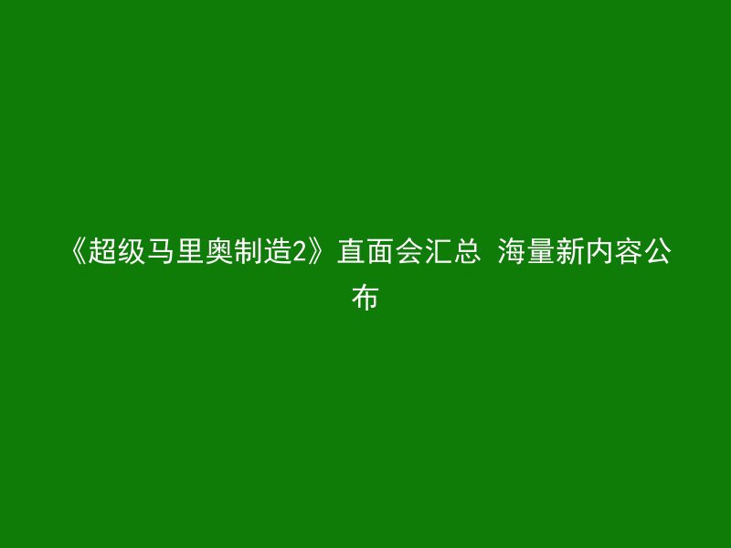 《超级马里奥制造2》直面会汇总 海量新内容公布