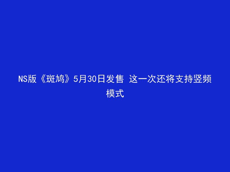 NS版《斑鸠》5月30日发售 这一次还将支持竖频模式