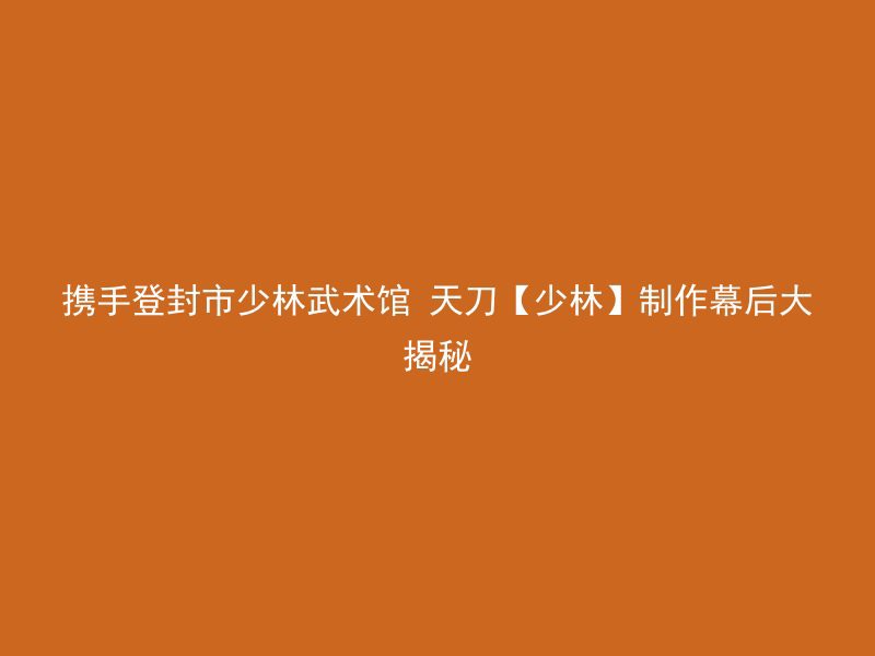 携手登封市少林武术馆 天刀【少林】制作幕后大揭秘