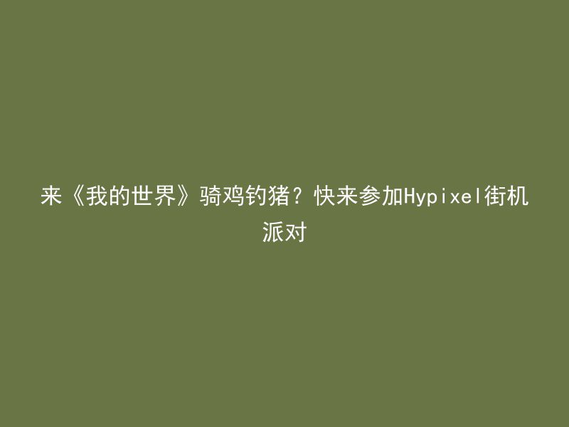 来《我的世界》骑鸡钓猪？快来参加Hypixel街机派对