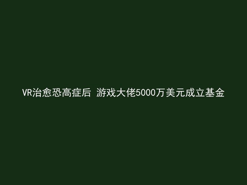 VR治愈恐高症后 游戏大佬5000万美元成立基金