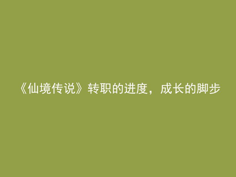 《仙境传说》转职的进度，成长的脚步