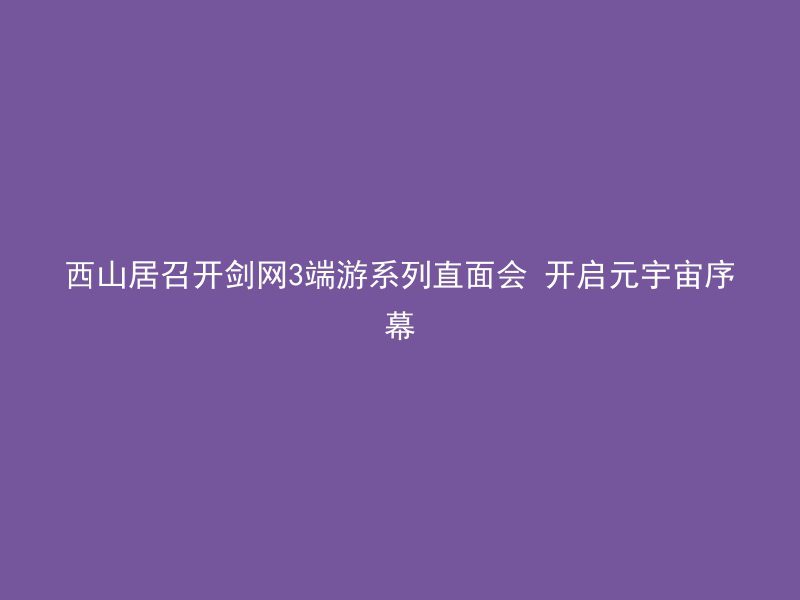 西山居召开剑网3端游系列直面会 开启元宇宙序幕