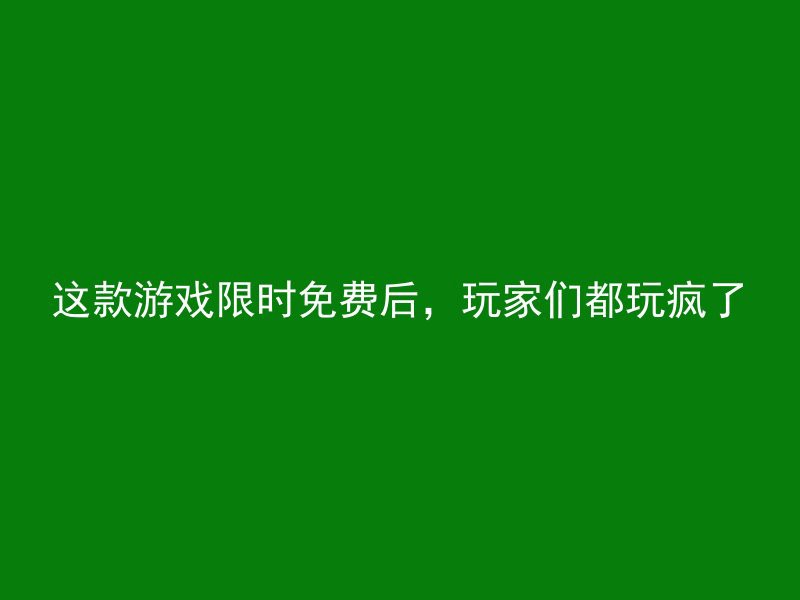 这款游戏限时免费后，玩家们都玩疯了